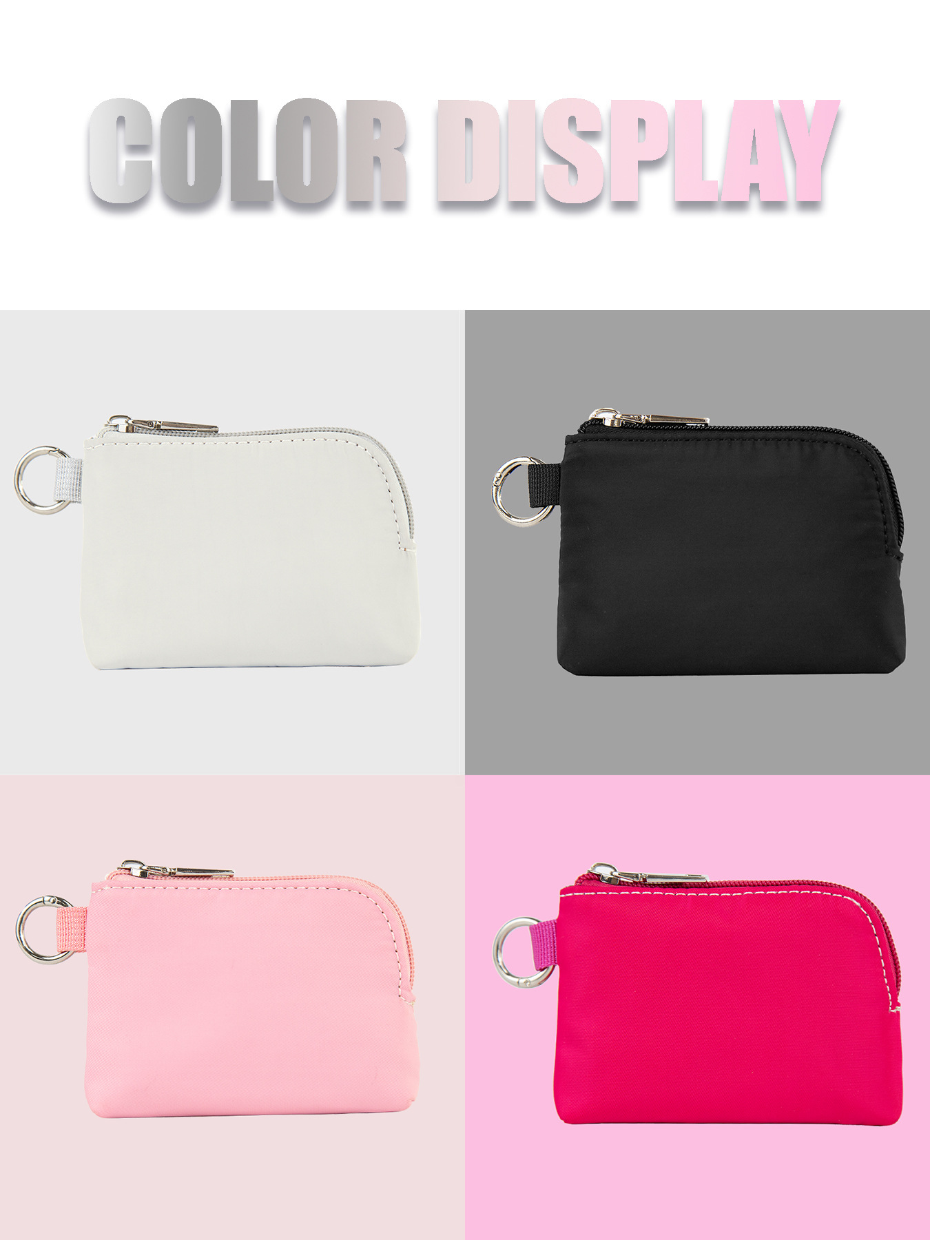 82g Weight Polyester Lining Material Zipper Closure Type Coin Purse Bags Type 1 Piece Quantity Daily Occasion Nylon Material Solid Color Pattern All Seasons Season Unisex Gender Simple Style Style Semicircle Shape Pink + White Black Black Gray Nylon Solid Color Semicircle Clutches 13
