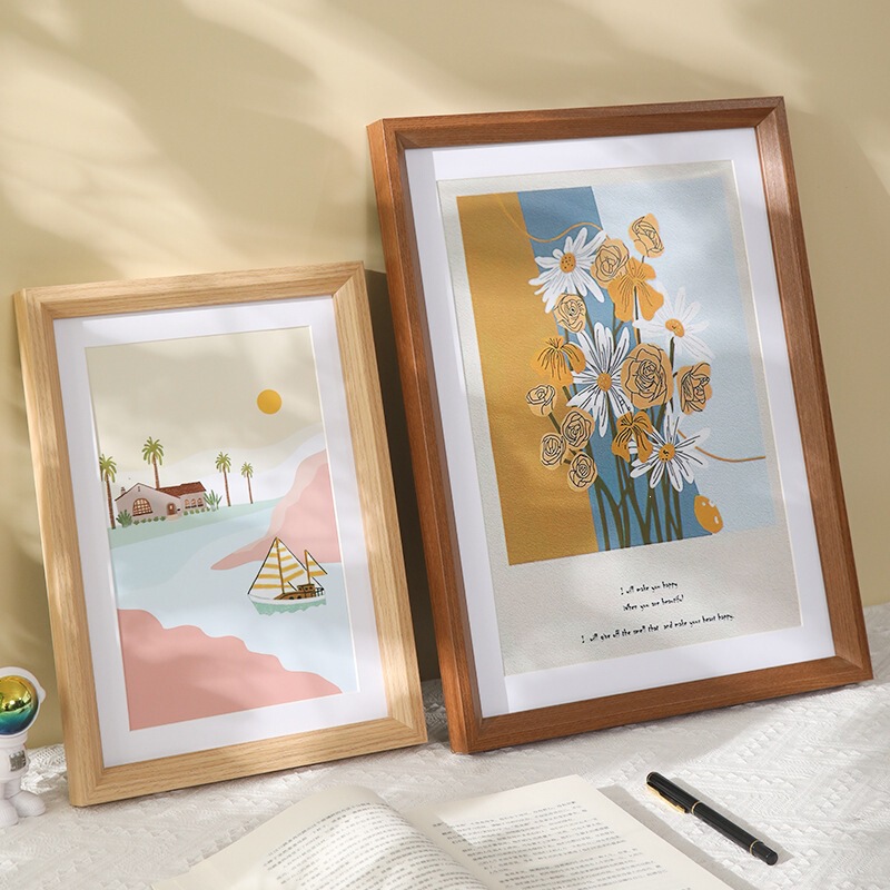 Simple Wooden Photo Frame Display Stand Wholesale 5-Inch 6inch 7inch 8inch 10inch A4 Three-Dimensional Two-Color Creative Picture Frame Decoration
