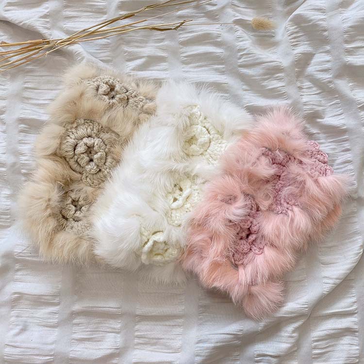 Cute Solid Color Rabbit Fur Hair Band5