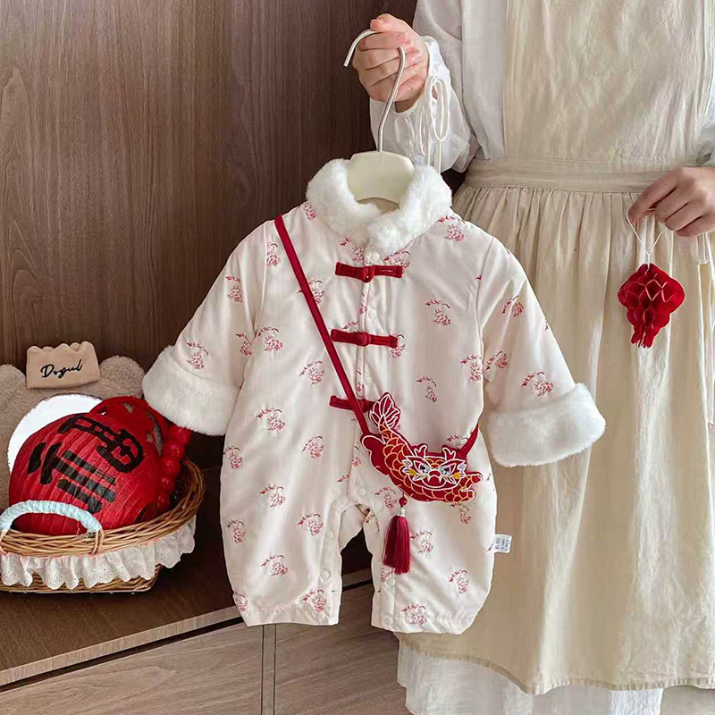 婴儿衣服秋冬装女宝宝加绒夹棉连体衣秋冬外穿满月百天哈衣爬爬服|undefined