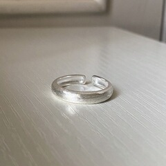 簡約疊戴戒指女個性時尚氣質磨砂拉絲S925銀開口指環ins食指戒潮