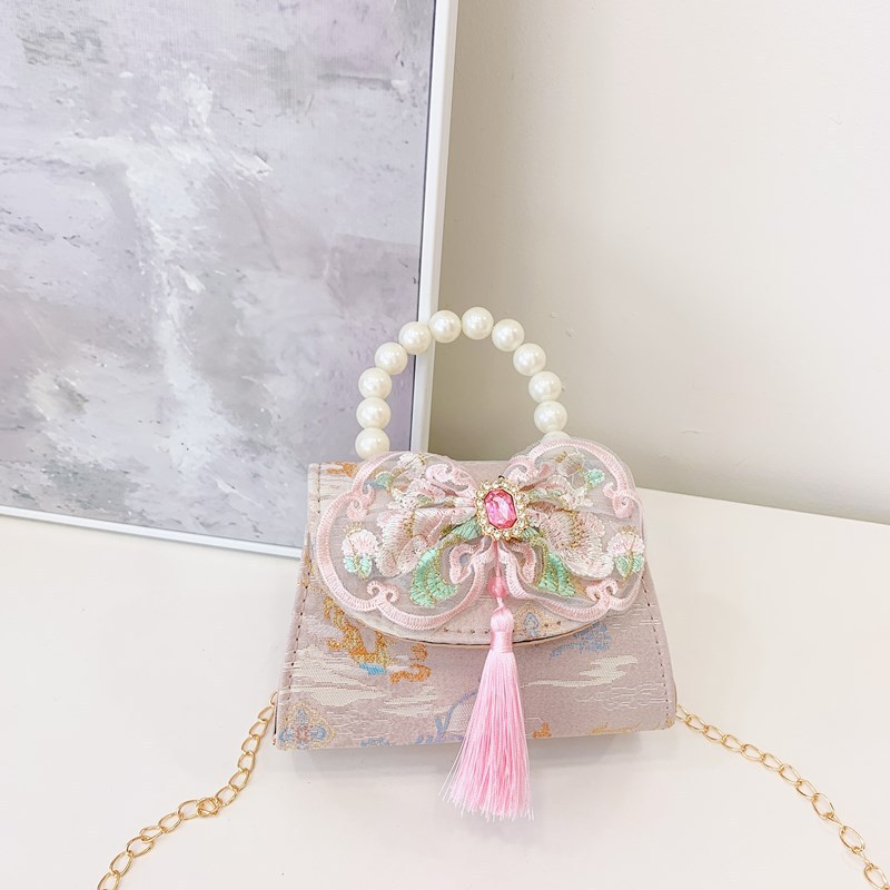 Bolso de hombro para niños caliente exquisito antiguo bolso de cambio para chicas lindas princesas al aire libre bolso de perlas casuales