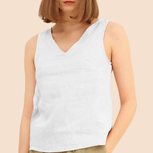 书瑶跨境亚马逊速卖通女装2022夏季新款女装无袖T恤纯色棉麻背心V