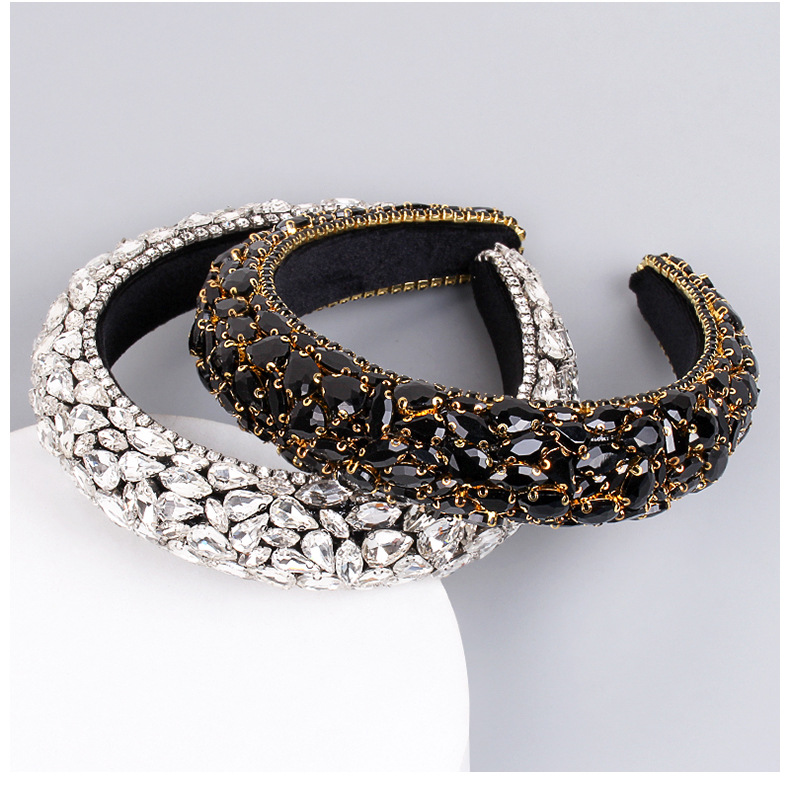 Women's Retro Lady Water Droplets Cloth Inlay Rhinestones Hair Band display picture 1