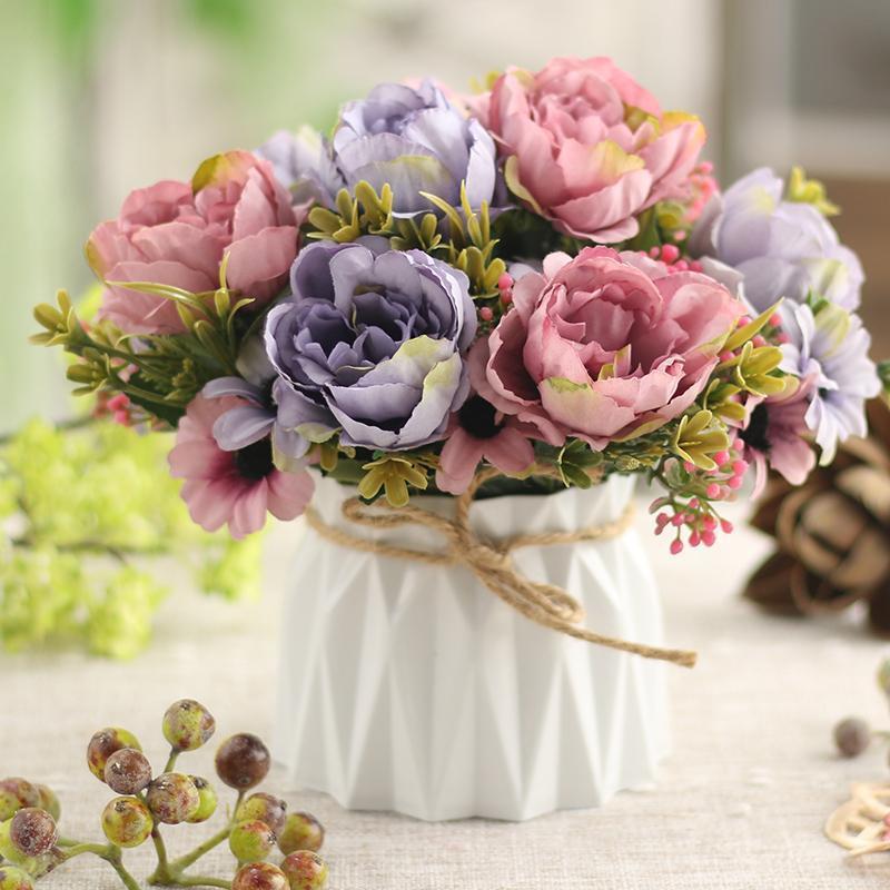 小众清新花桌面摆件假花客厅茶几装饰花餐桌花摆花绢花摆设无|undefined