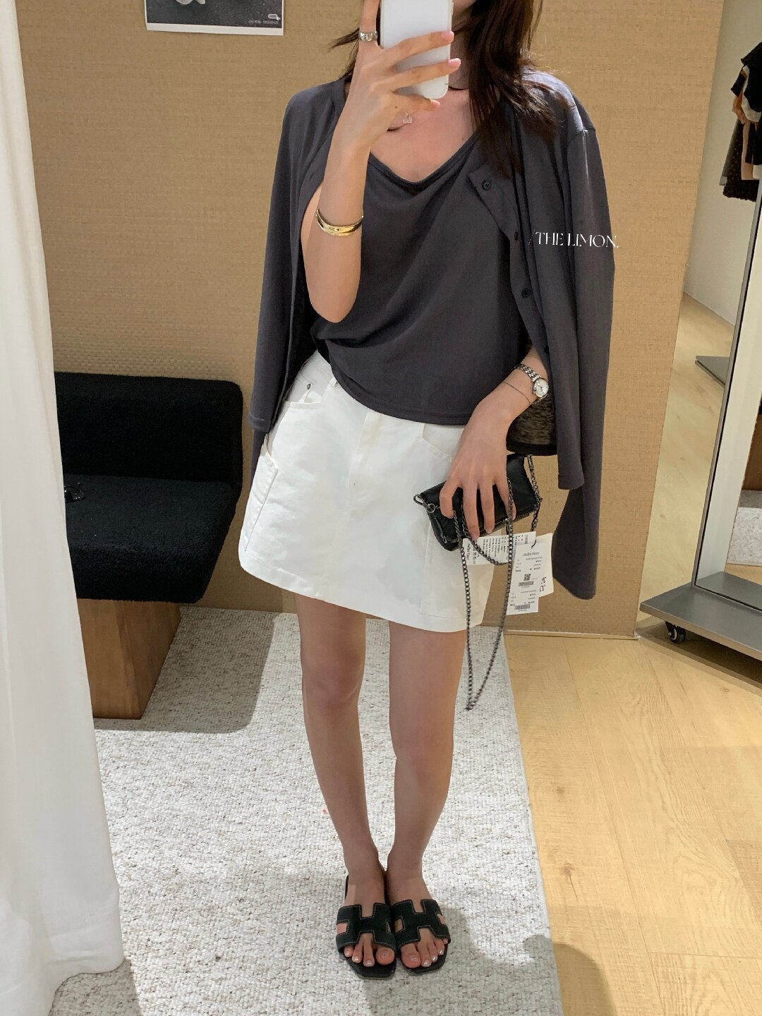 Bộ cardigan len mỏng kèm áo hai dây hai mảnh nữ mùa hè — Xám cacbon, xanh lam, màu hồng, Đậu xanh chi tiết 62
