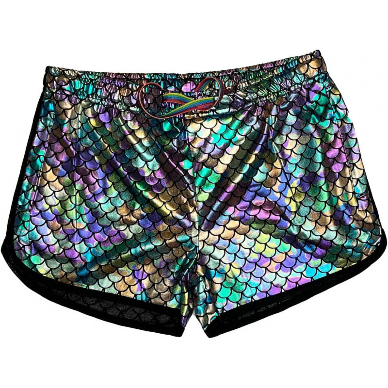 Foreign Trade Cross-Border Amazon Laser Fish Scale Foil Stamping Men's Running Party Shorts Fish Scale Pattern Shorts Foreign Trade Cross-Border Amazon Laser Fish Scale Foil Stamping Men's Running Party Shorts Fish Scale Pattern Shorts