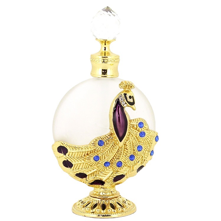 Proveedor de origen transfronterizo spot al por mayor botella de perfume de Oriente Medio de 30ml modelo pavo real botella de fragancia árabe botella vacía