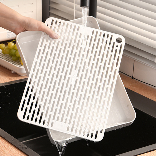 Double-layer drain tray household tea tray storage rack bowl, chopsticks and tea cup storage rectangular plastic drain tray