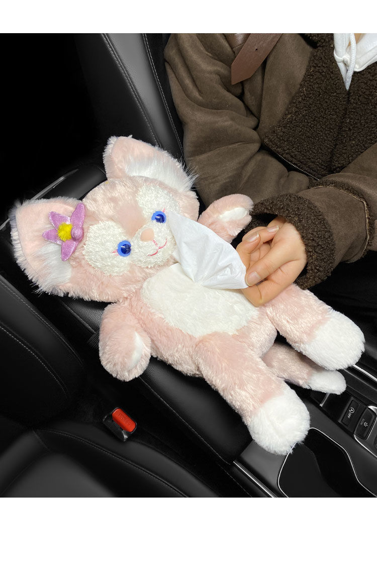 Car tissue box Ling na Bei Er cartoon cute doll sun visor armrest box chair back car tissue box