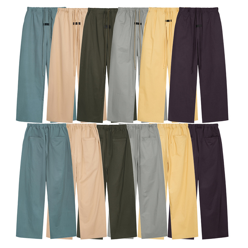 High Street doble línea ESSENTIALS FOG color sólido tejido de los hombres rectos sueltos pantalones casuales con cordón moda delgada