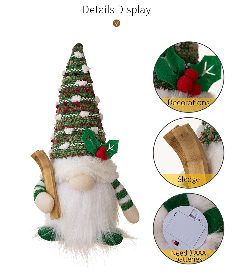 Adornos navideños tejidos a mano con luces, figuras creativas que brillan_voghion.com