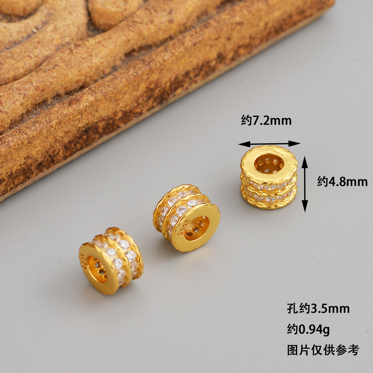 S925 Sterling Silver DIY Jewelry Accessories Gold-Plated Diamond-Studded Loose Beads Gold-Plated Color-Preserving Ancient Gold Perforated Spacer Beads Pearls