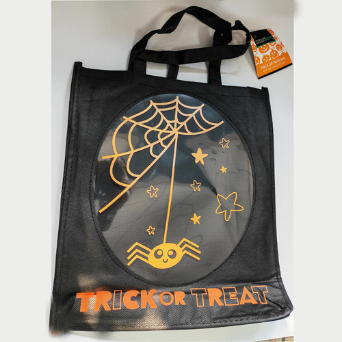 New In-Stock Cross-Border Halloween Spunbond Fabric Bags with Color Coating, Hand-Held Spunbond Fabric Ghost Festival Candy Storage Bags