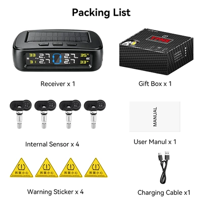Woliip Solar Tpms Car Tire pressure monitoring system - built-in