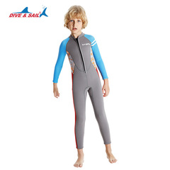 DIVE&SAIL Kids 2.5MM One-piece Long Sleeve Dive Suit for Boys, Snorkeling, Surfing, Warm Jellyfish Swim Suit