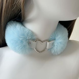 Factory direct supply plush Y2K love collar neck sleeve hot girl exaggerated niche European and American cross-border collar love necklace