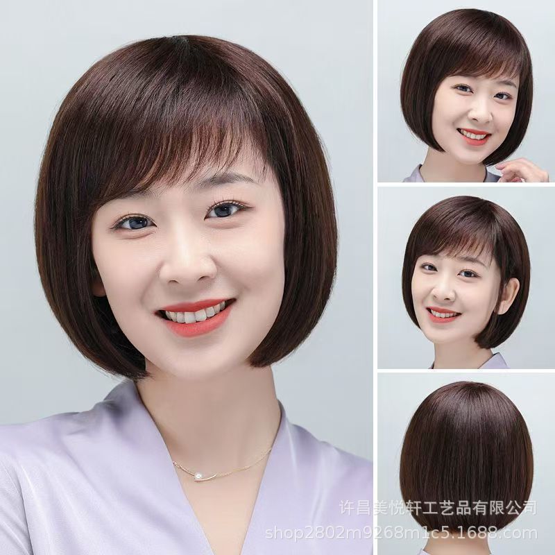 Winter New Style Mother Hair Fashion Women's Short Hair bobo Head Full Hand Woven Realistic Natural Face Repair Simulation Full Wig Winter New Style Mother Hair Fashion Women's Short Hair bobo Head Full Hand Woven Realistic Natural Face Repair Simulation Full Wig