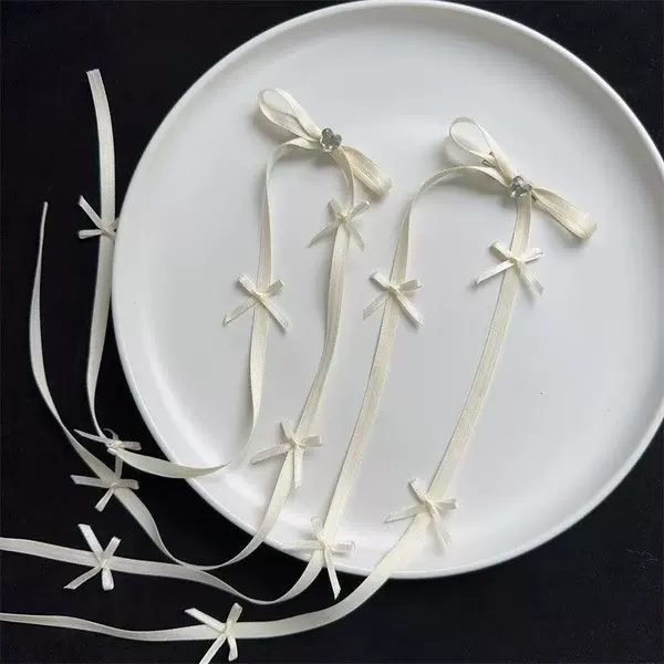 Hair band with bow, beige hairgrip
