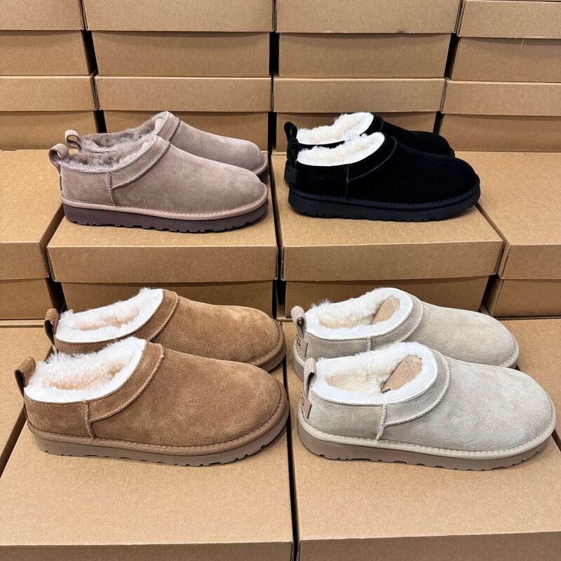 Sangpo Ultra-Mini Fur-Integrated Low-Cut Snow Boots, Same Style as Zhou Dongyu, Slip-On Low-Cut Snow Boots