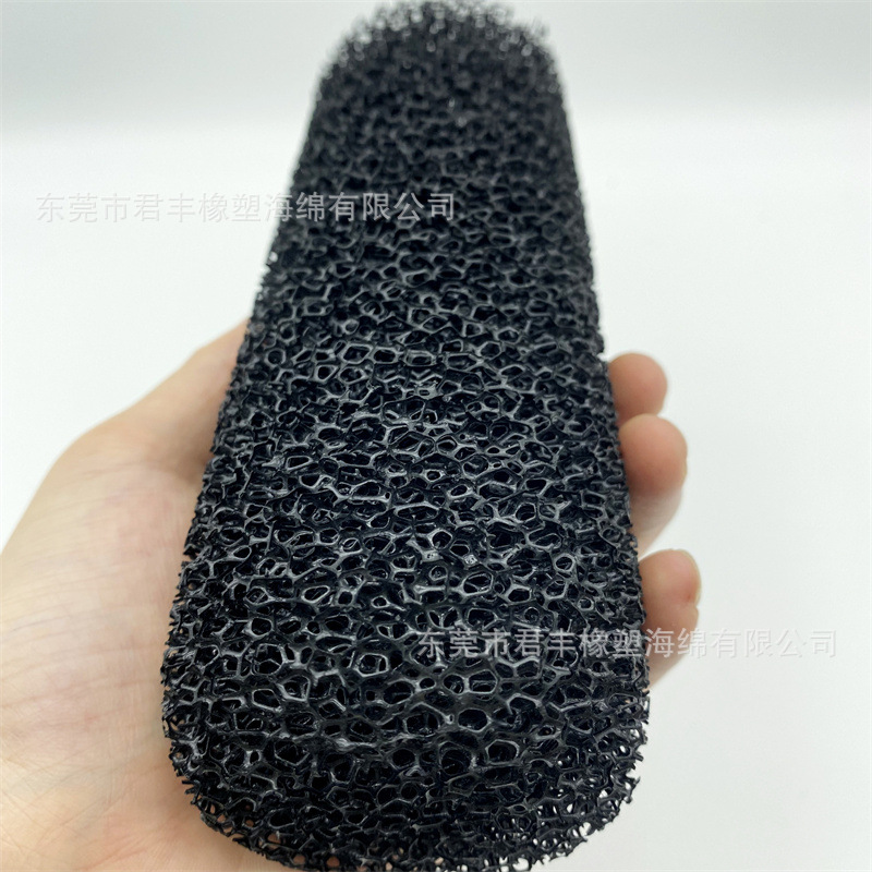 厂家批发黑色10目粗孔圆形过滤海绵柱 聚氨酯网状透气圆柱海绵