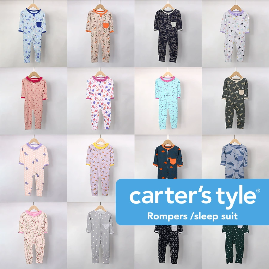 Стиль Carter's молния хлопковый утепленный снизу без ножек двухсторонний комбинезон для детей, рукава для ползания, домашняя одежда