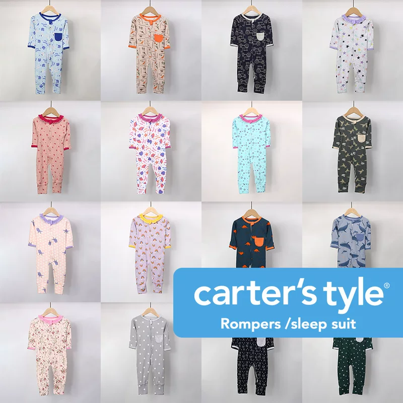 Стиль Carter's молния хлопковый утепленный снизу без ножек двухсторонний комбинезон для детей, рукава для ползания, домашняя одежда