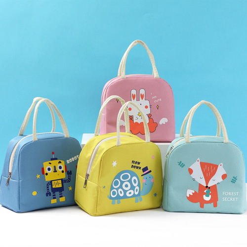 Genna's new cartoon lunch bag, insulated bag, Oxford cloth lunch bag with rice, animal pattern portable lunch box bag