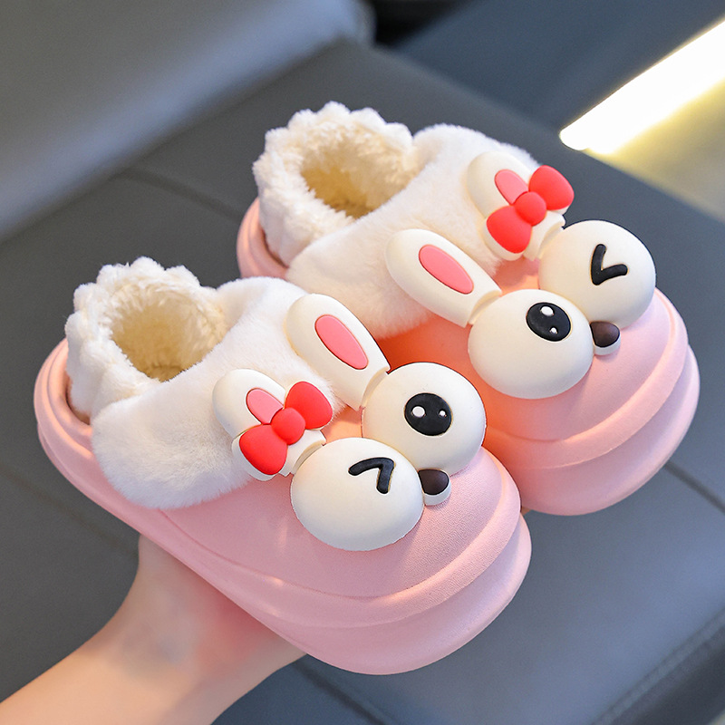 Zapatillas de algodón para niños de invierno, niños y niñas, zapatillas de algodón cálidas y impermeables para niños pequeños y medianos, bolsas de bebé en casa, zapatillas de algodón