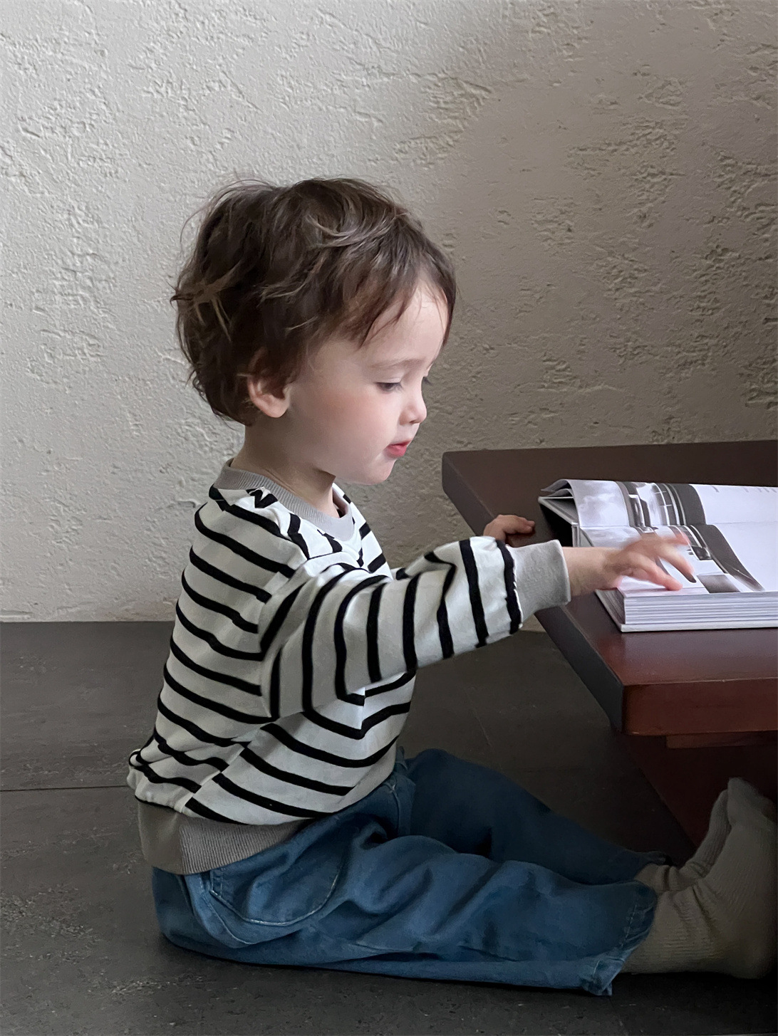 Niños de otoño a rayas suéter jeans set coreano ropa infantil 2026 nuevo otoño bebé ropa de otoño set de dos piezas image 3