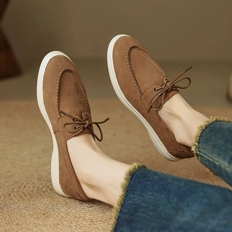 Лоферы 2025 весна-осень новый стиль натуральная кожа балетки британский стиль большие размеры женские туфли слипоны плоские туфли маленькие кожаные туфли