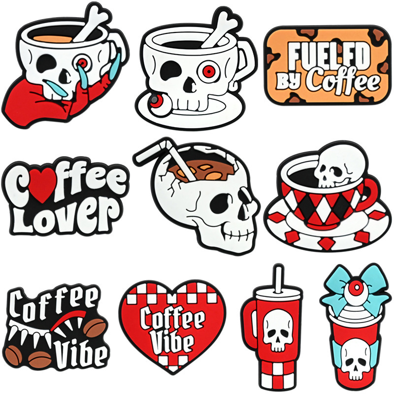Amazon's New Halloween Style Coffee Cup Clogs Accessories Removable Soft Glue DIY Clogs Flower Shoe Buckle Amazon's New Halloween Style Coffee Cup Clogs Accessories Removable Soft Glue DIY Clogs Flower Shoe Buckle
