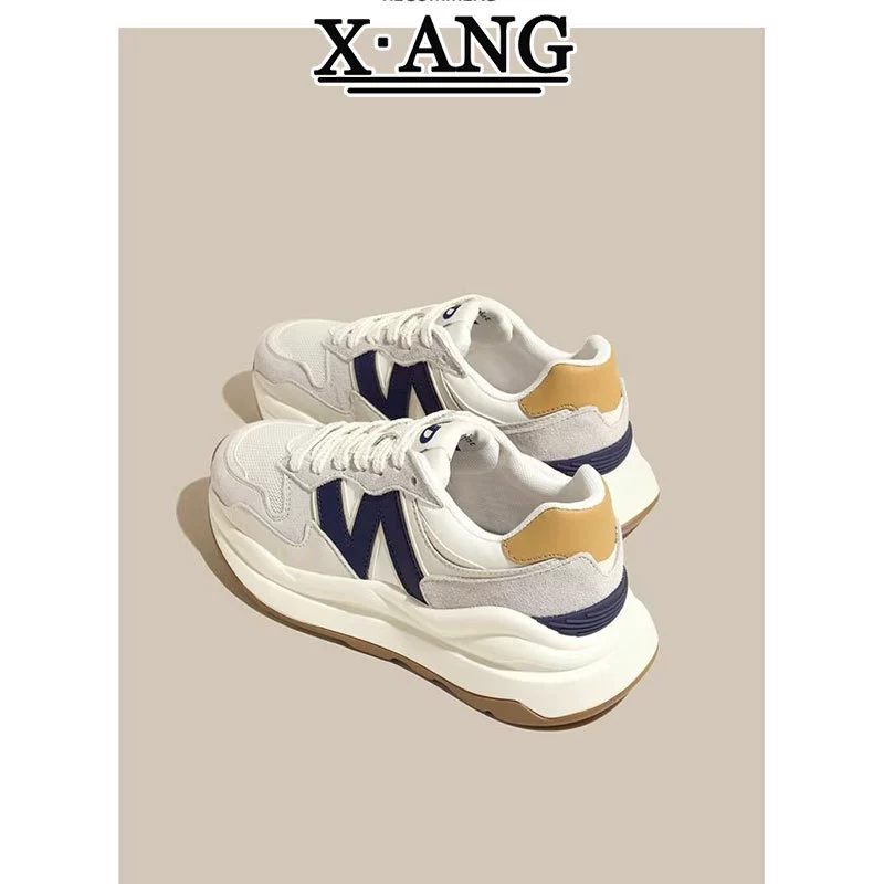 Популярные женские кроссовки в стиле Форреста Гампа, новинка весны-лета 2025 года, универсальные, на толстой подошве, из дышащей сетки и натуральной кожи, повседневные.