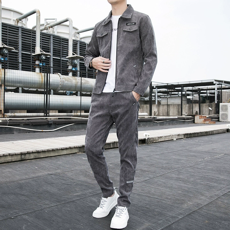Осенний костюм, вельветовая куртка, брюки, корейский стиль, slim fit