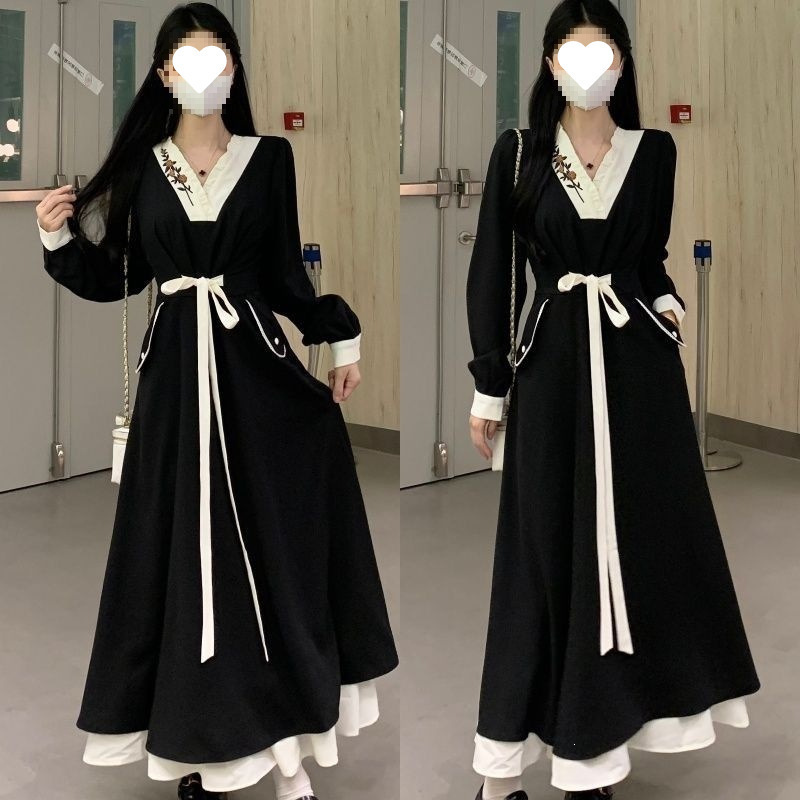 2026 Spring New Slimming New Chinese Style Dress Plus Size A-Line Design with Puff Sleeves Extra Long Casual Wear m 2026 Spring New Slimming New Chinese Style Dress Plus Size A-Line Design with Puff Sleeves Extra Long Casual Wear m
