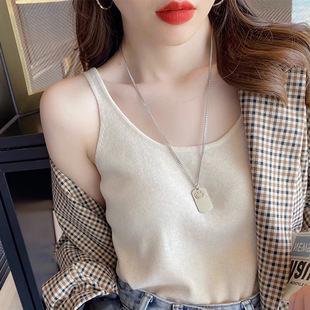 # 2025 New Ice Silk Knitted Camisole Women's Inner Suit Bottoming Design Niche Loose Outer Wear