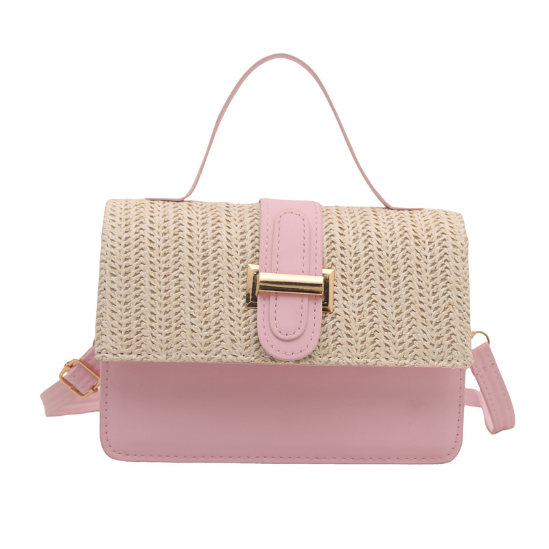 Bolso de tejido para mujeres 2025 nueva moda simple pequeña cadena fresca bolso de hombro bolso de tejido de paja