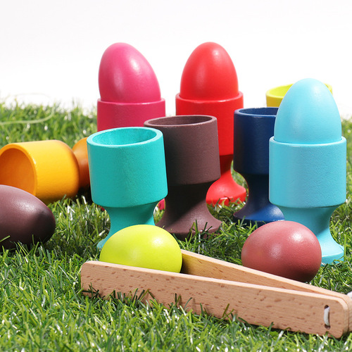Montessori teaching aids color classification wooden egg ball cups 0-3 years old infants and young children early education educational practice grasping toys
