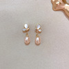 Earrings from pearl, silver needle, light luxury style