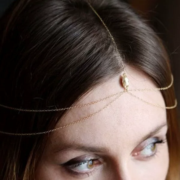 European and American Cross-Border Jewelry, Vintage Tassel Multi-Layered Head Chain, Exotic Style Metal Chain Forehead Accessory Wholesale