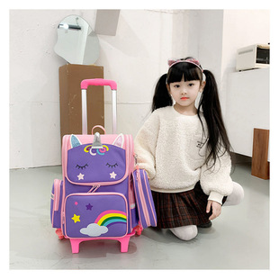 Unicorn Trolley Schoolbag Primary School Students Can Climb Stairs Six-wheel Waterproof Large Capacity Boys and Girls Grade 1-3-4-6