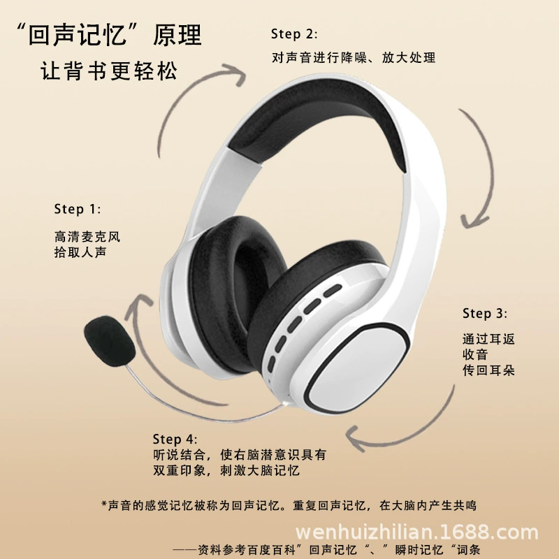 Новое головное устройство Bluetooth беспроводное, комфортный наушник с картриджем-подключением, функция записи, детские обучающие наушники