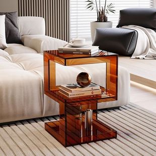 Light Luxury Inspiration | Simple and Creative Acrylic Living Room Side Table Sofa Coffee Table Storage Coffee Table Paint-Free and Environmentally Friendly