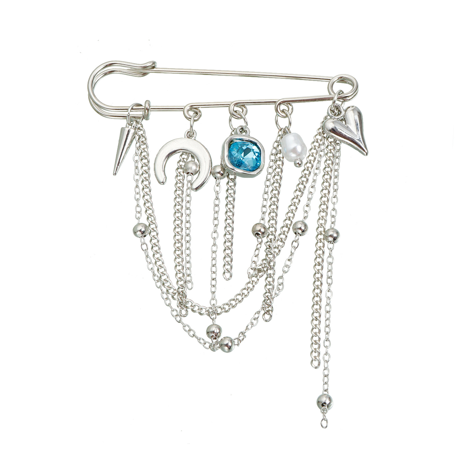 Herz Und Mond Brosche Mit Quasten Für Damen Modeschmuck_voghion.com