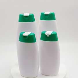 工厂批发200ML 400ML洗发水护发素乳液瓶卡口翻盖异形PE扁瓶