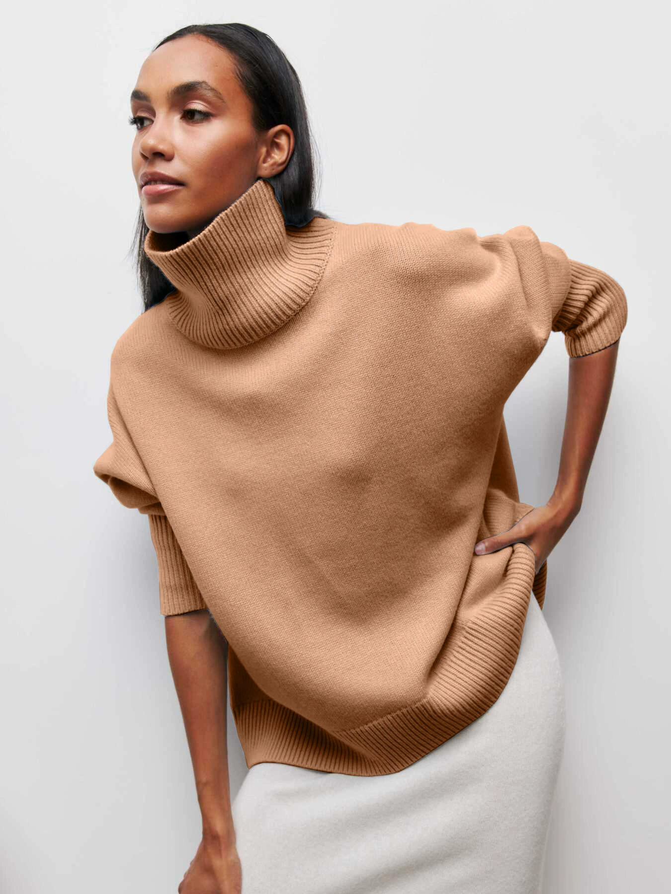 Demi-season Oversize Sweater, European City Style, Turtleneck, Multi-color Options