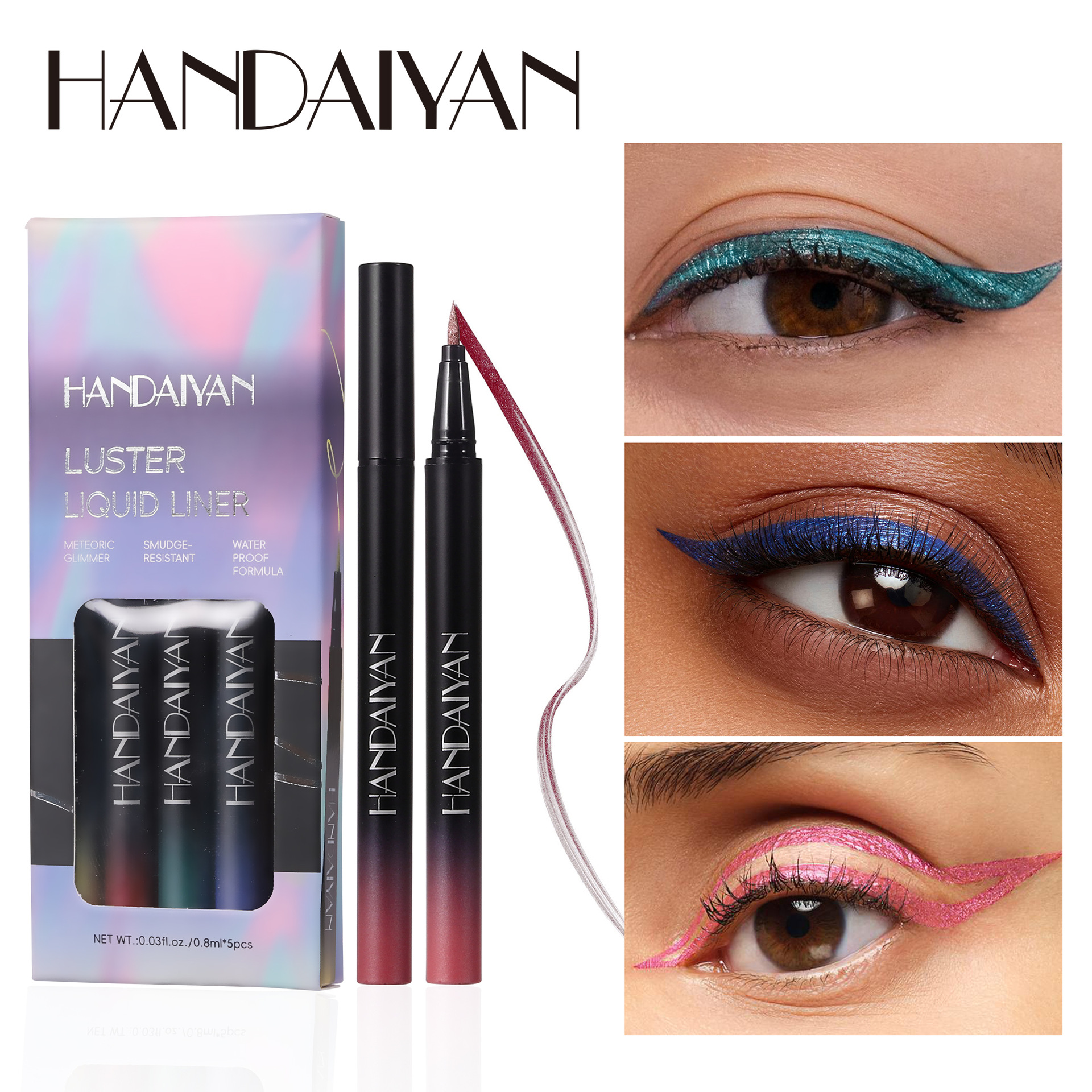 Metallic Liquid Eyeliner Set Waterproof And Non-smudge Makeup Handaiyan Color Eyeliner Eye Makeup