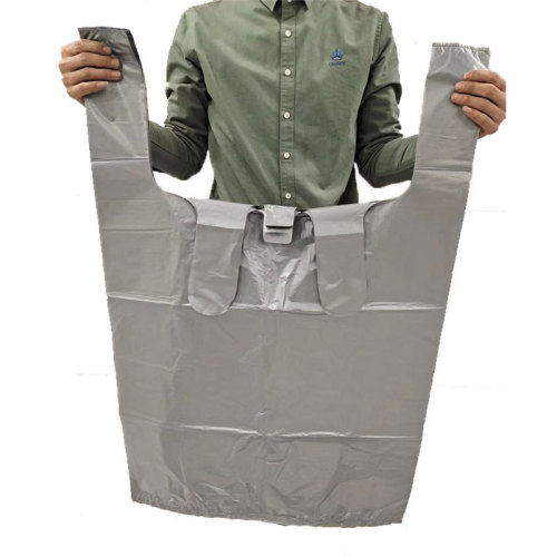 Silver-gray large plastic bag vest bag, thickened large clothing packaging, packing logistics bag, handle storage large bag