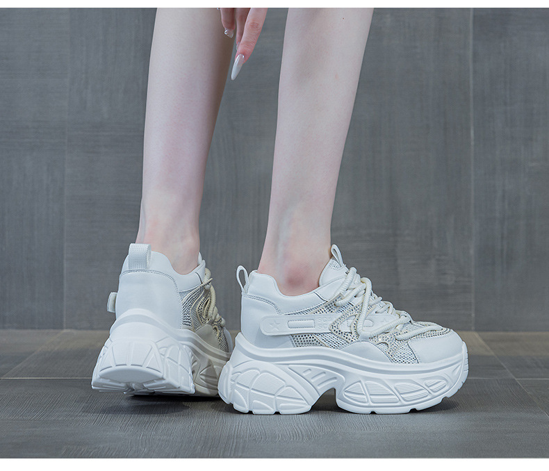 Giày sneaker nữ đế dày chunky tăng chiều cao 9 cm phong cách hot girl — Bạc M2696, M 2696m Màu sắc, M2696 đỏ chi tiết 25