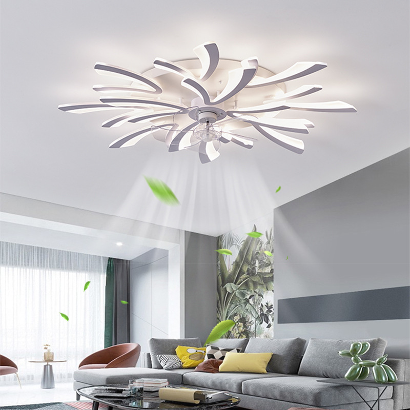 Luz de techo de la sala de estar moderna minimalista ultrafino LED inteligente luz Nordic Dandelion comedor dormitorio ventilador Paquete de luz